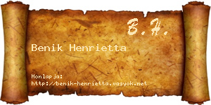 Benik Henrietta névjegykártya